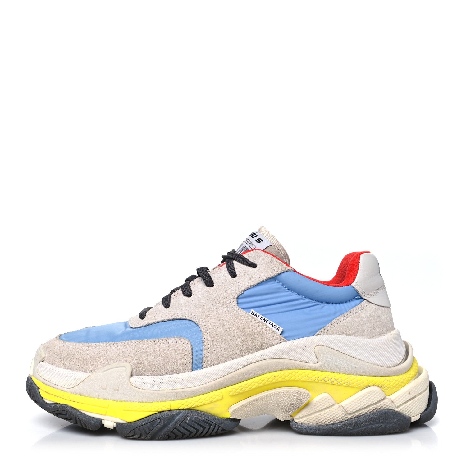 Balenciaga Nylon Suede Womens Triple S 2.0 Sneakers Gris Bleu Rouge 1 of 9