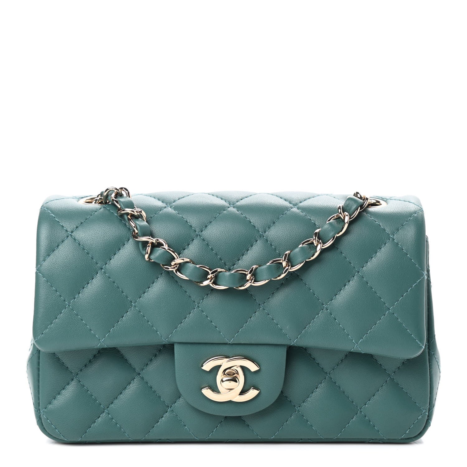 Chanel Lambskin Quilted Mini Rectangular Flap Green 1 of 8