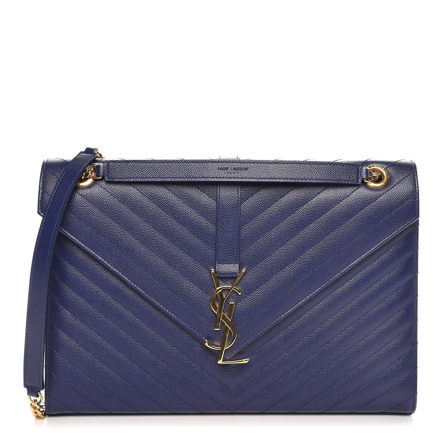 Grain De Poudre Matelasse Chevron Large Monogram Satchel Blue