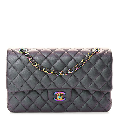 Chanel Iridescent Goatskin Quilted Medium Double Flap Purple 1 of 12