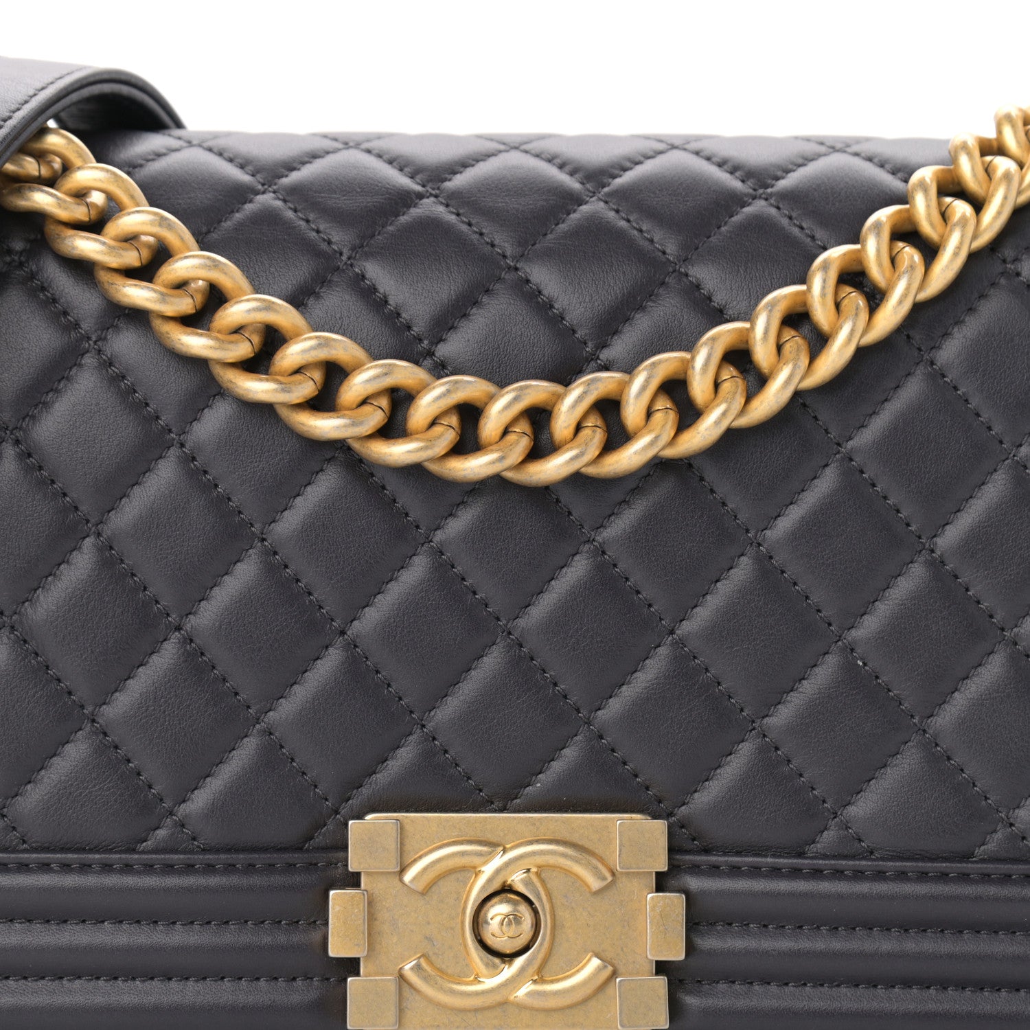 Chanel Lambskin Quilted Medium Boy Flap Dark Grey 7 of 10
