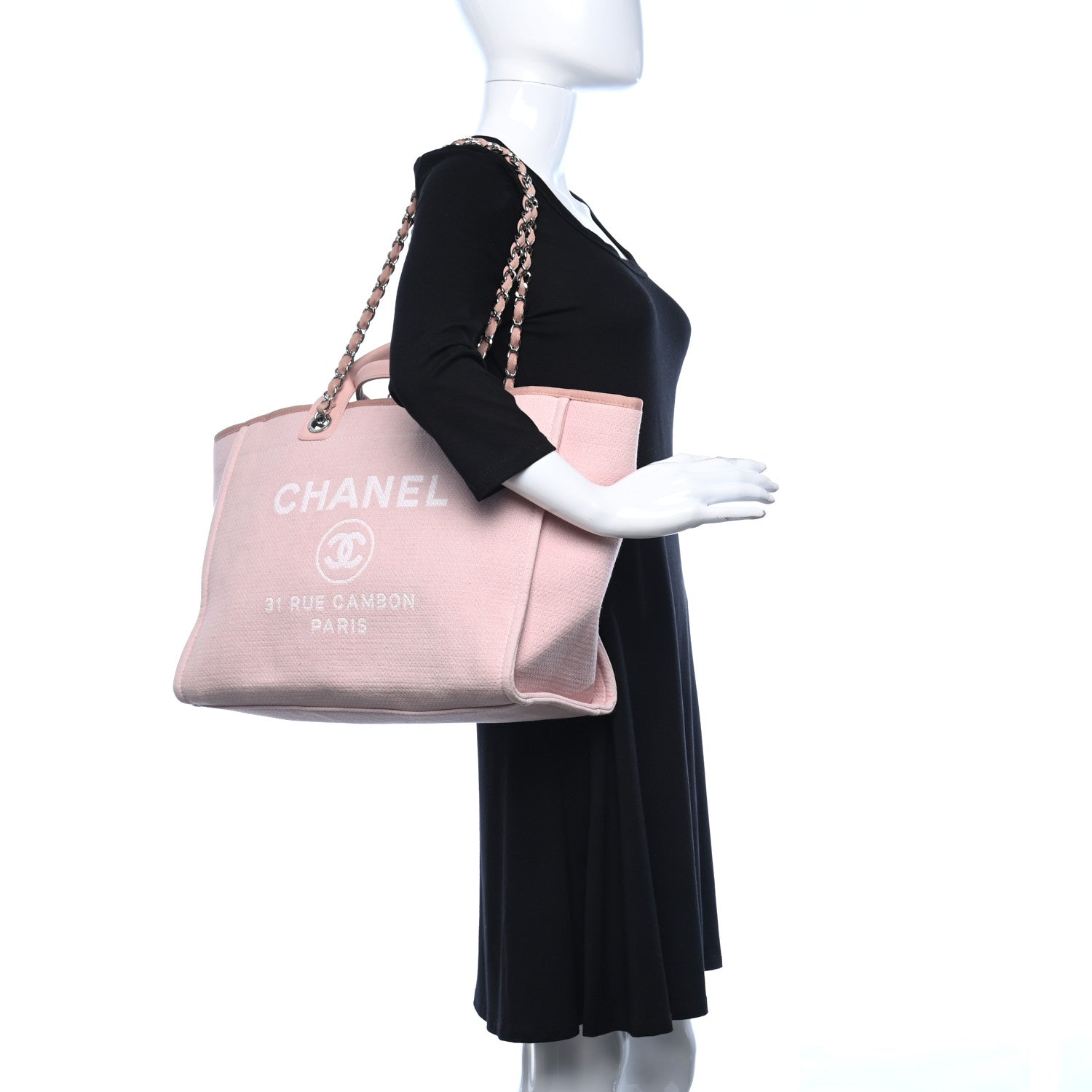 Chanel Canvas Medium Deauville Tote Light Pink 2 of 11
