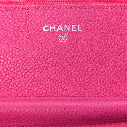 Chanel Caviar Quilted Wallet on Chain WOC Fuchsia 9 of 11