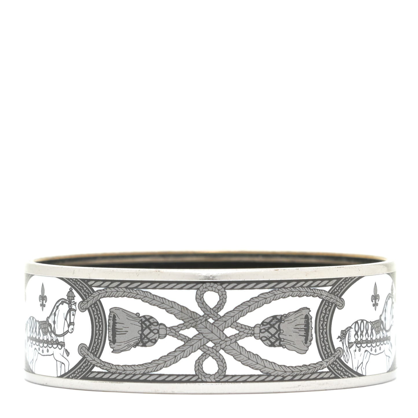 Enamel Printed Wide Grand Apparat Bracelet 62 White
