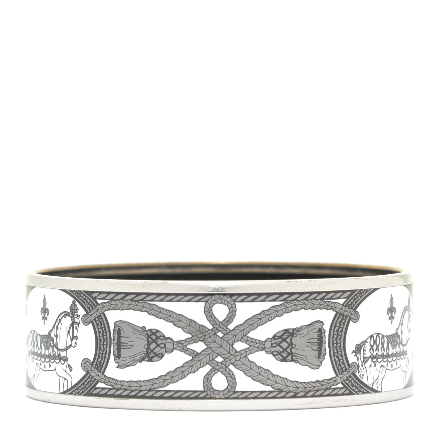 Hermes Enamel Printed Wide Grand Apparat Bracelet 62 White 3 of 6