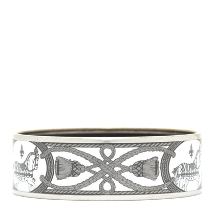 Hermes Enamel Printed Wide Grand Apparat Bracelet 62 White 3 of 6