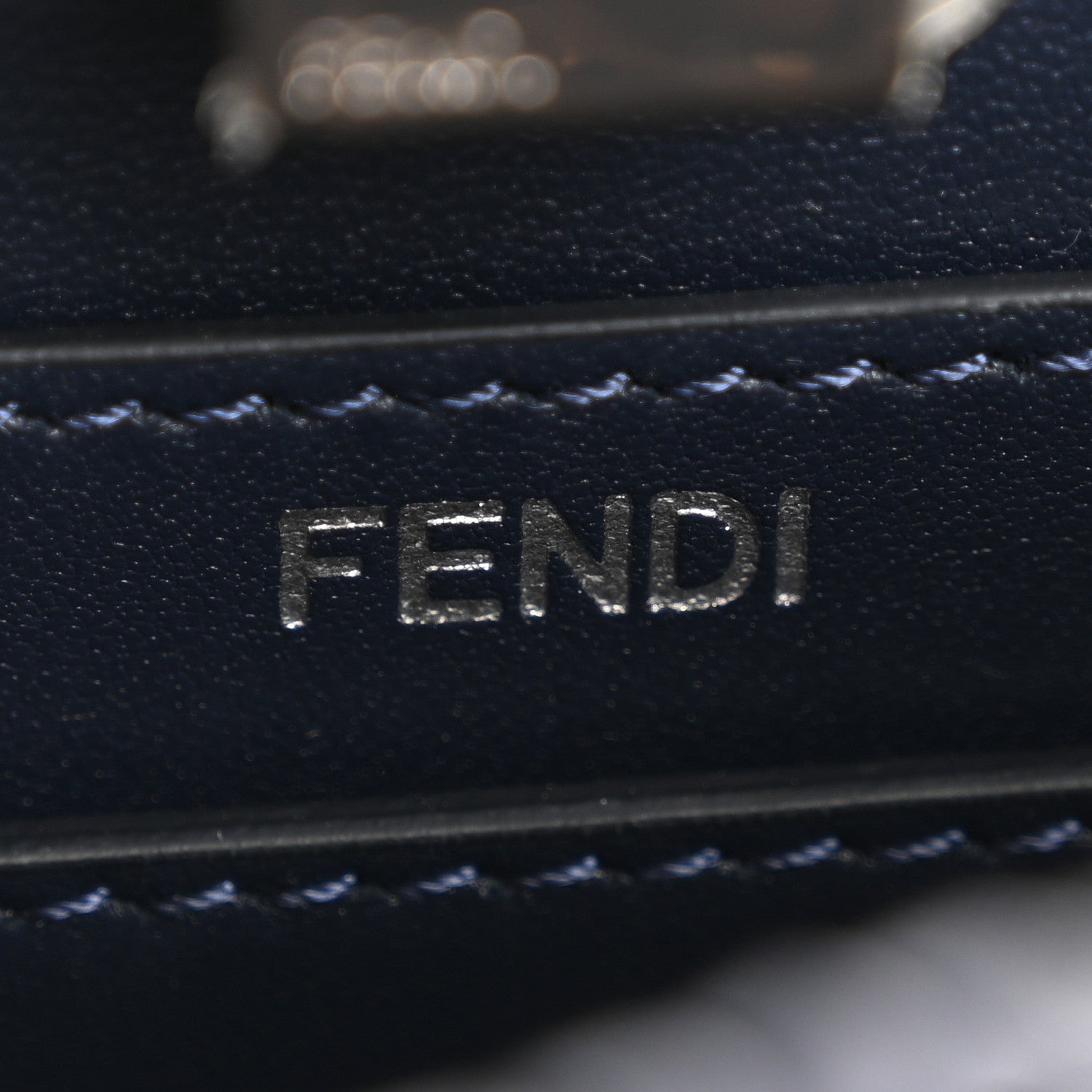 Fendi Vitello King Shiny Nappa Intreccio Petite Peekaboo I SEE U Satchel Midnight 7 of 12