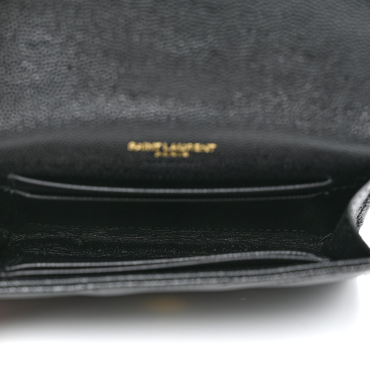 Saint Laurent Grain De Poudre Matelasse Chevron Small Monogram Envelope Wallet Black 5 of 7