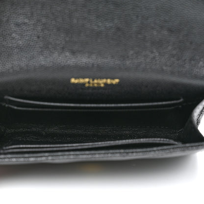 Saint Laurent Grain De Poudre Matelasse Chevron Small Monogram Envelope Wallet Black 5 of 7