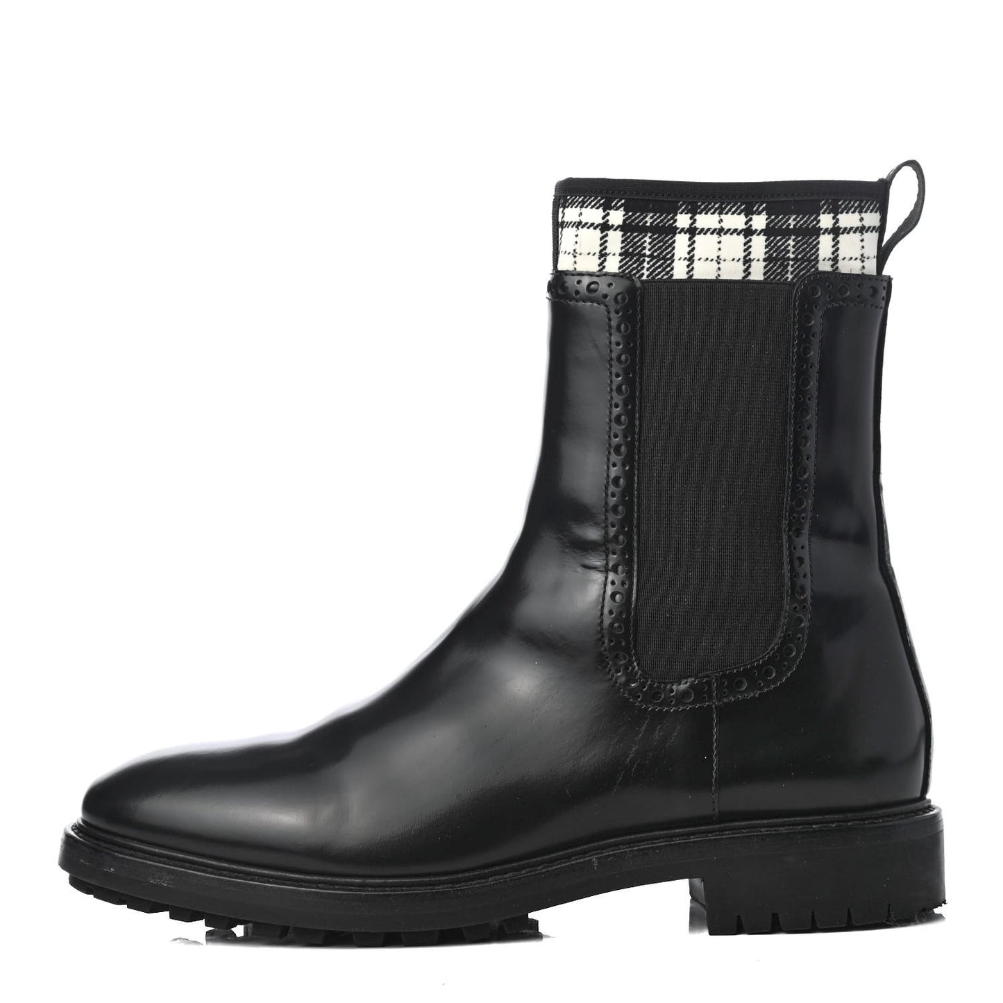 Calfskin Tartan D-Order Low Boot 37.5 Black Off White
