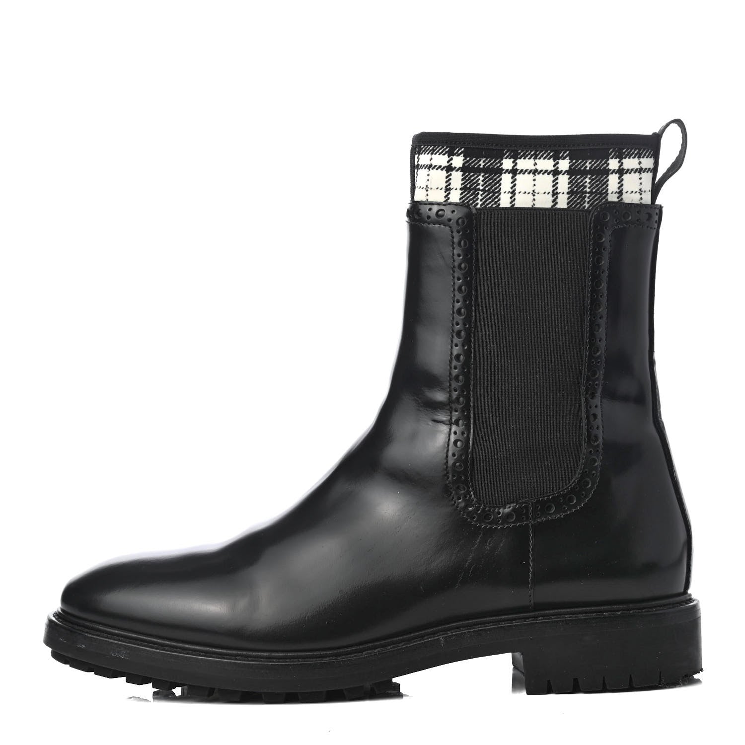 Christian Dior Calfskin Tartan D-Order Low Boot 37.5 Black Off White 1 of 12