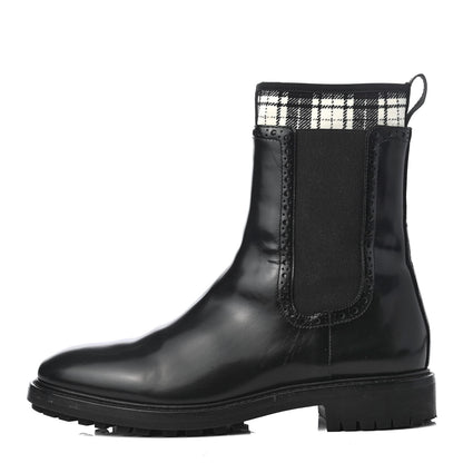 Christian Dior Calfskin Tartan D-Order Low Boot 37.5 Black Off White 1 of 12