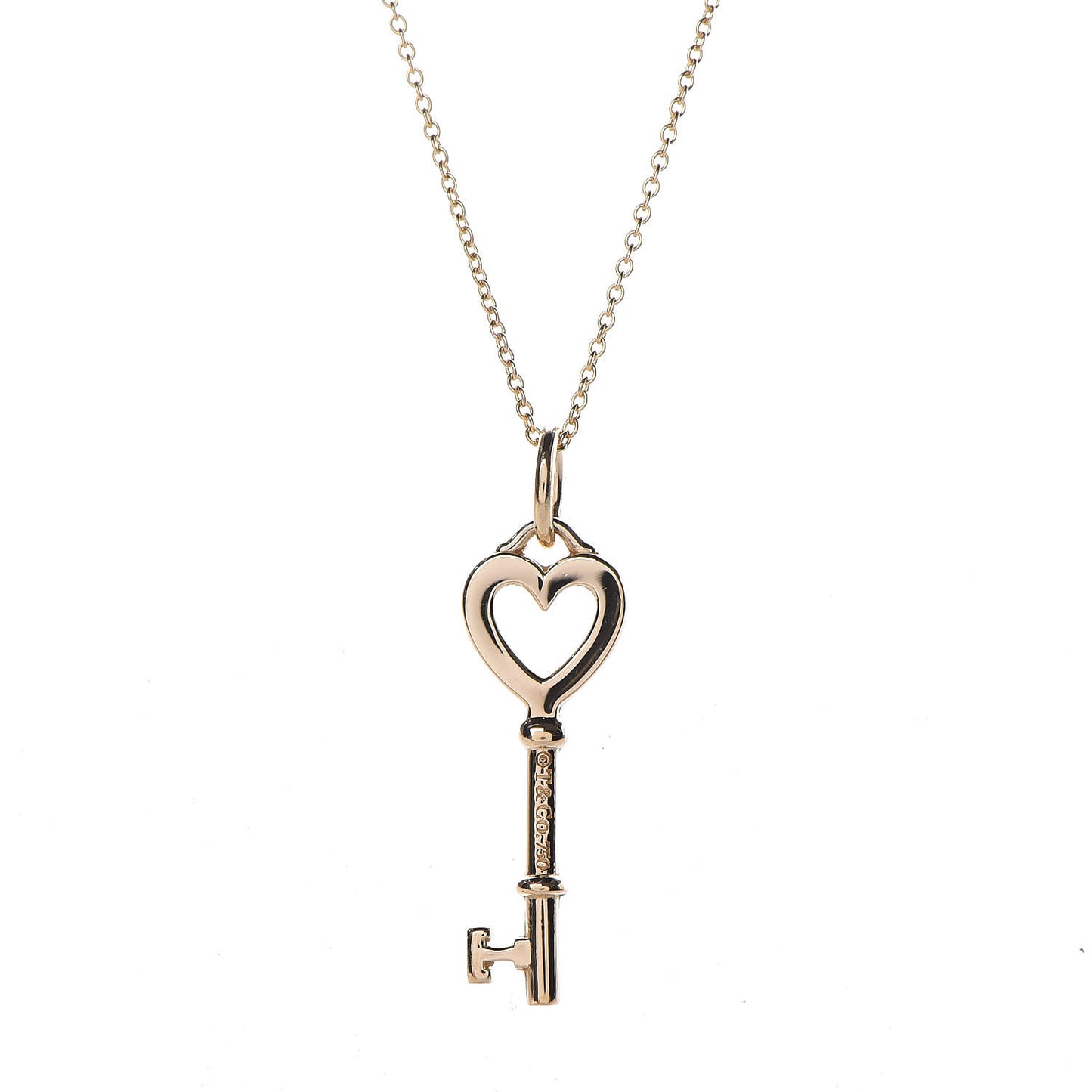 18K Yellow Gold Mini Heart Key Pendant Necklace