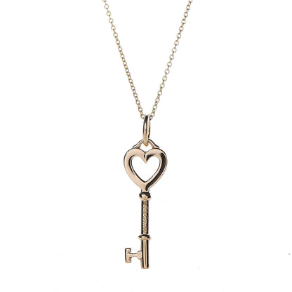 Tiffany 18K Yellow Gold Mini Heart Key Pendant Necklace 4 of 6