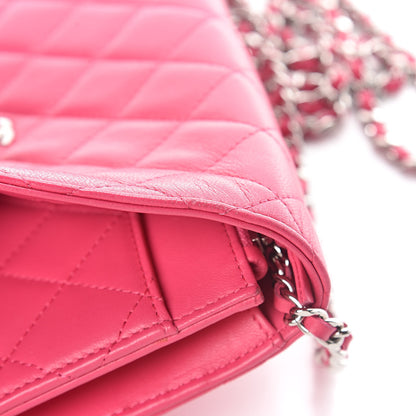 Chanel Lambskin Quilted Wallet On Chain WOC Pink 12 of 13