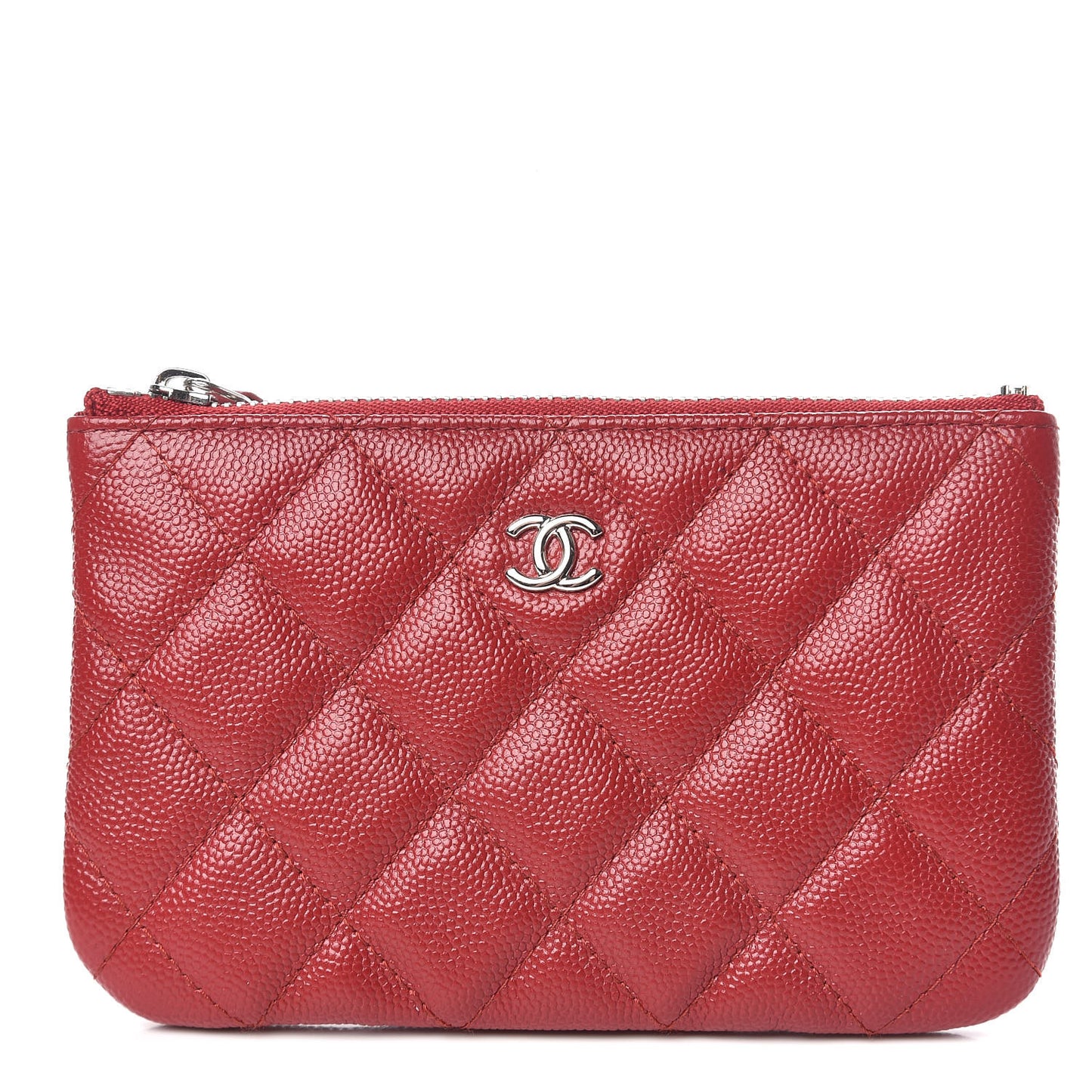 Caviar Quilted Small Cosmetic Case Red
