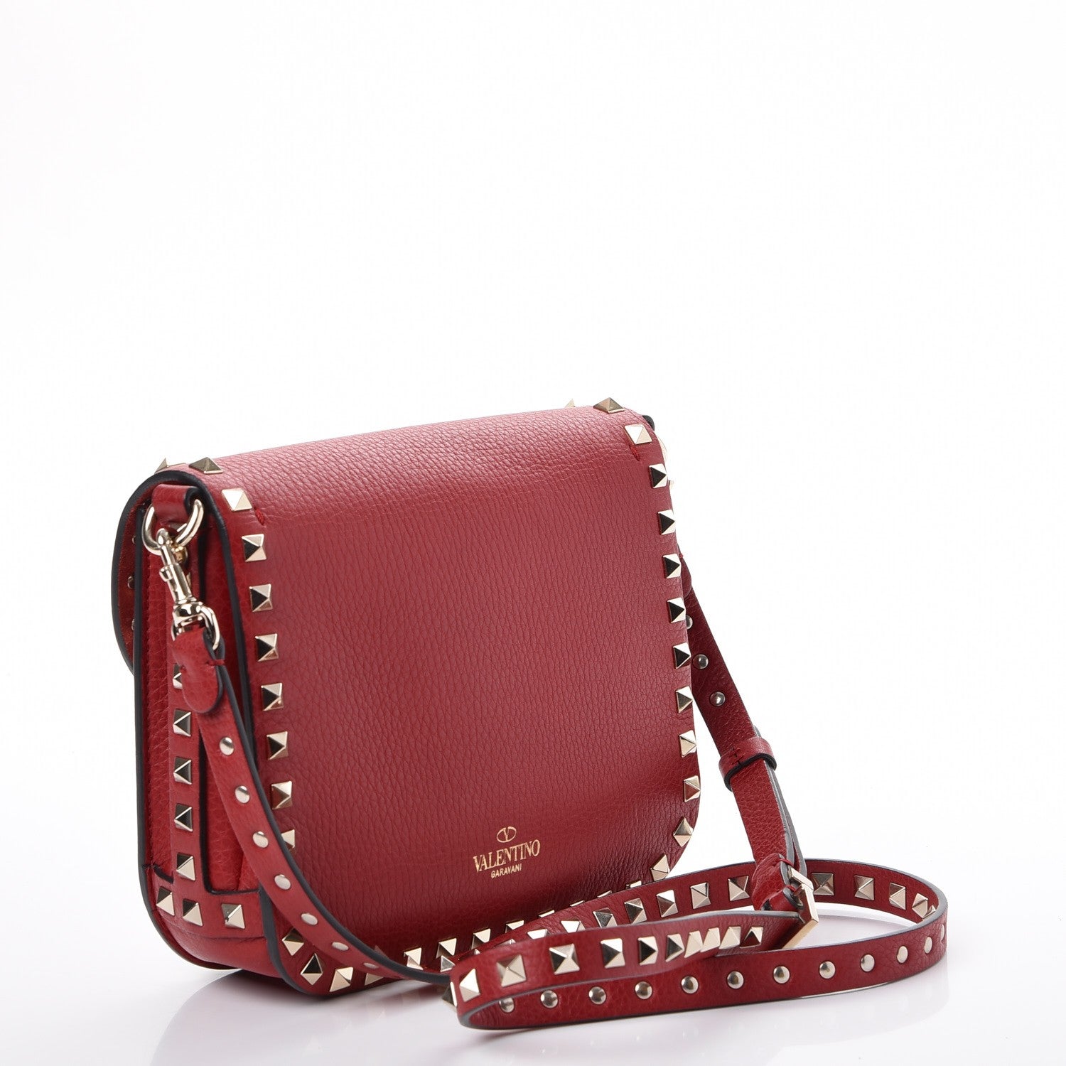 Valentino Garavani Pebbled Calfskin Rockstud Shoulder Flap Messenger Bag Rosso Valentino 3 of 8