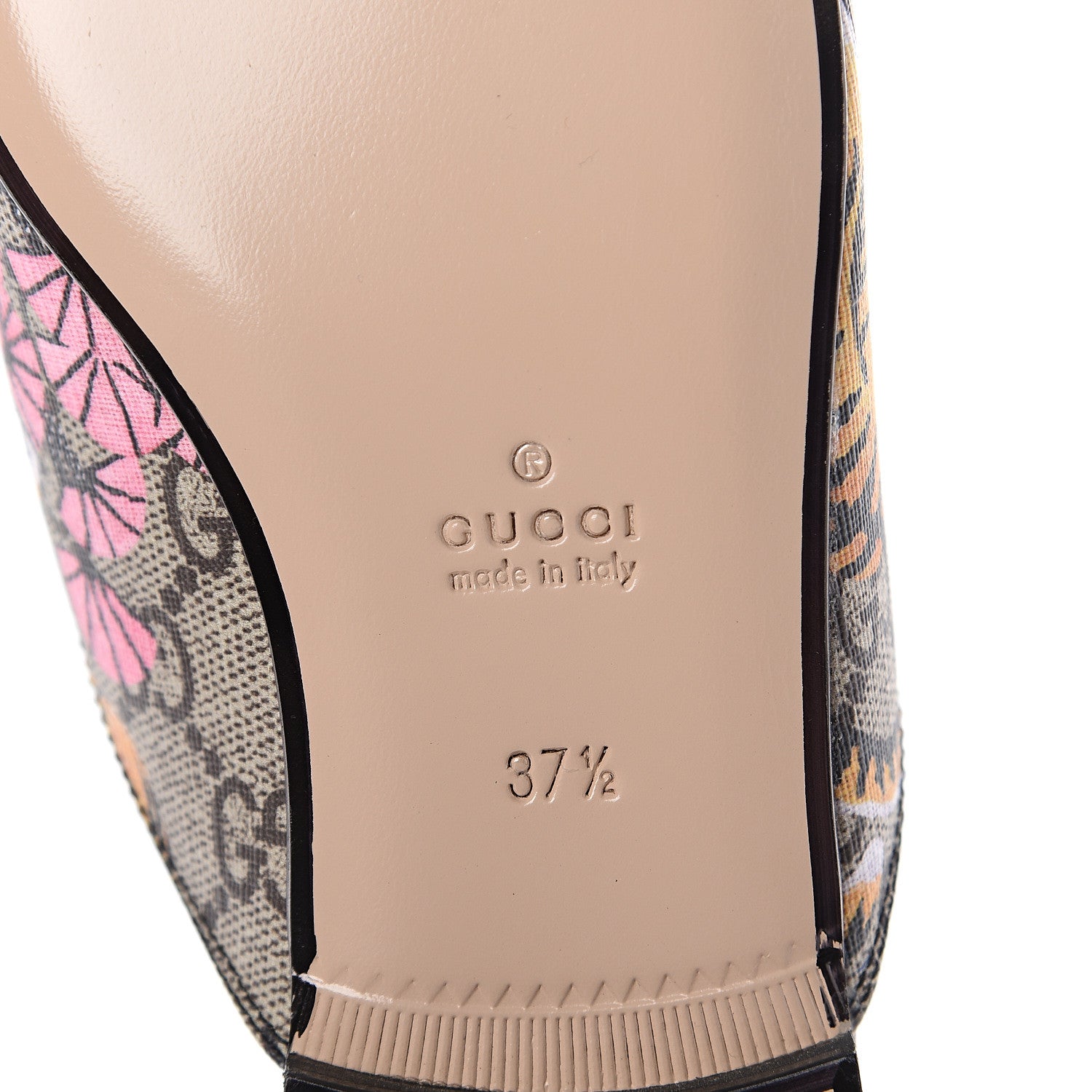 Gucci GG Supreme Monogram Bengal Womens Princetown Slippers 37.5 Beige Crop Pink 7 of 7