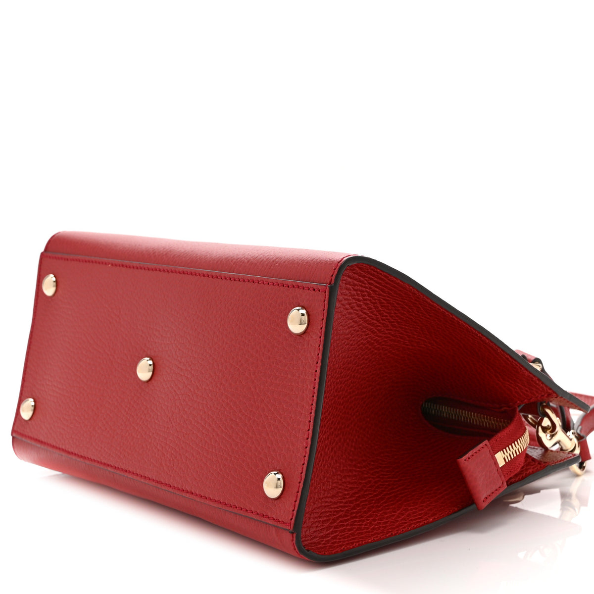 Gucci Dollar Calfskin Medium Soho Top Handle Satchel Hibiscus Red 11 of 11