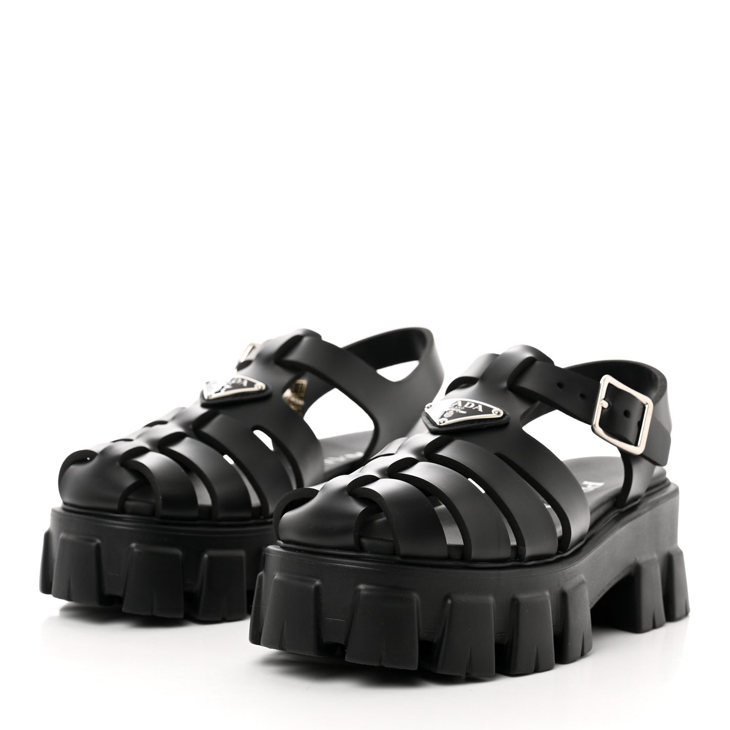 Foam Rubber Triangle Logo Monolith 55mm Cage Sandals 36 Black