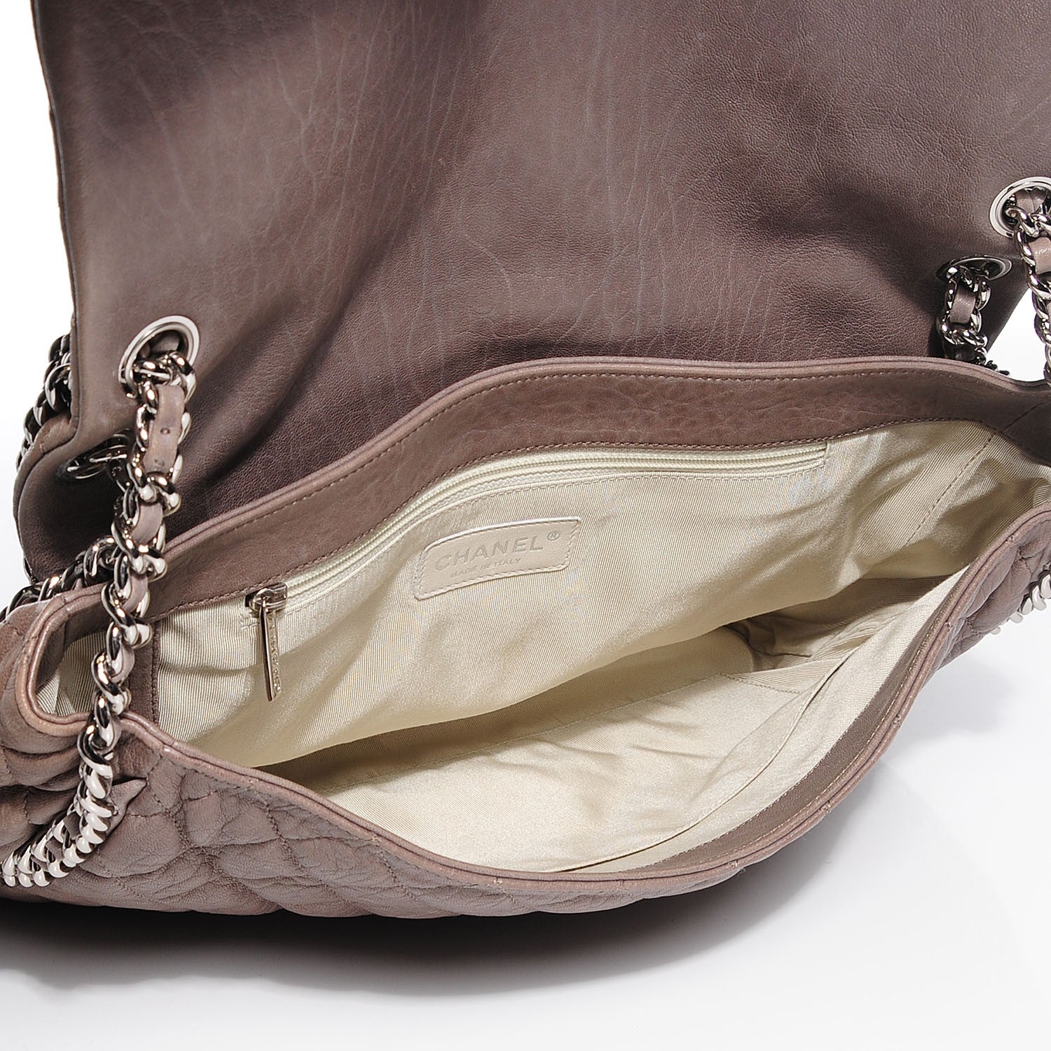 Chanel Washed Lambskin Quilted Chain Around Maxi Flap Taupe 5 of 7