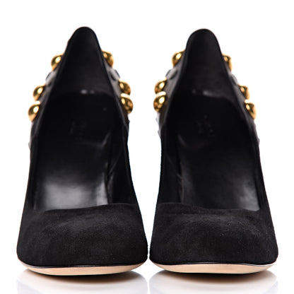 Gucci Suede Studded Babouska Pumps 38.5 Black 2 of 11
