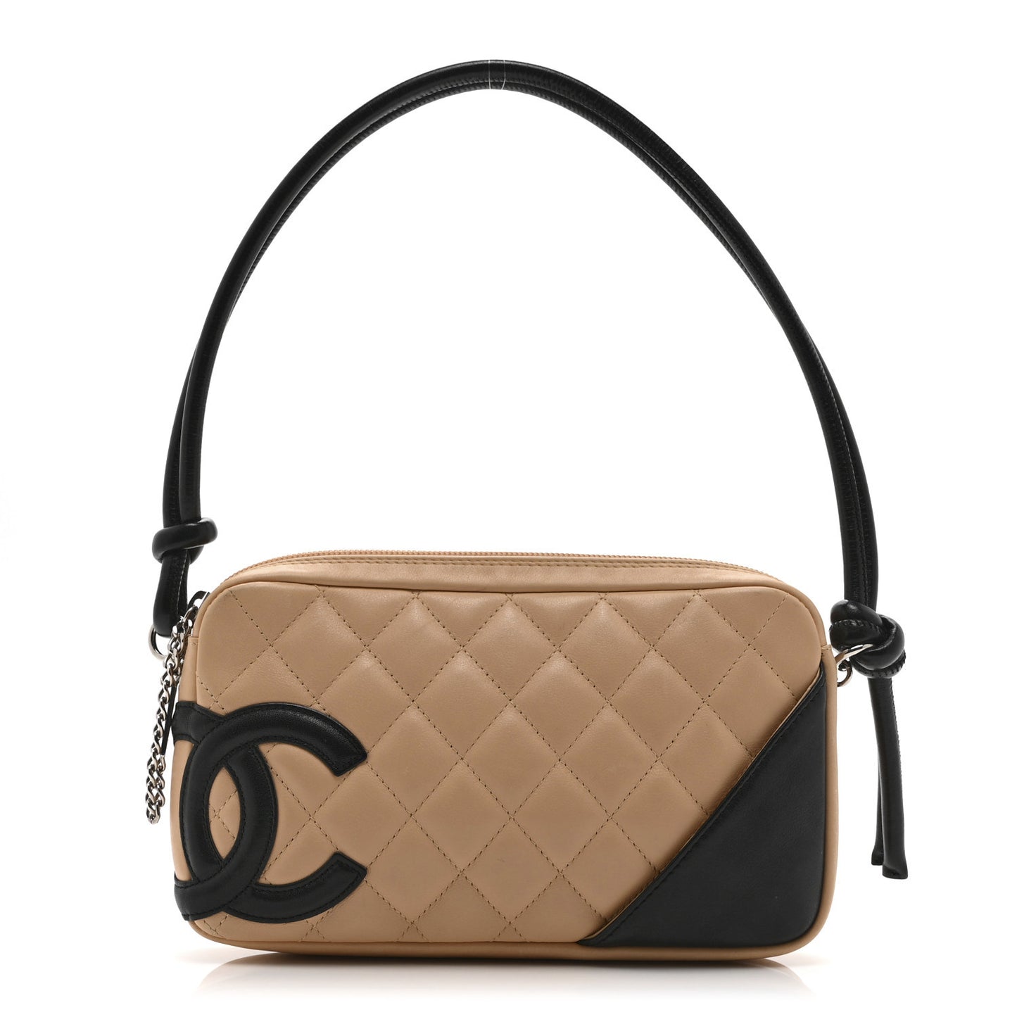 Calfskin Quilted Cambon Pochette Beige Black