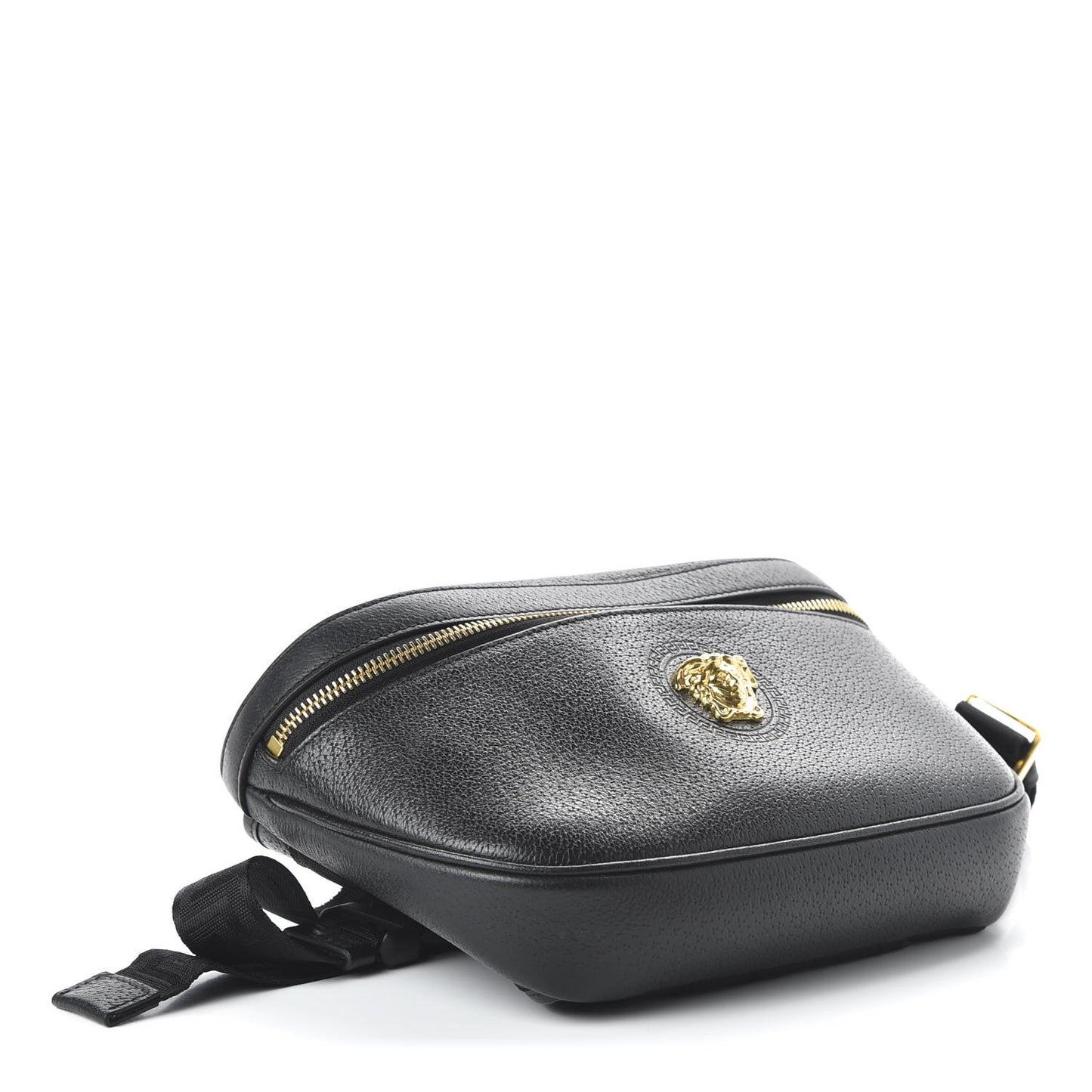 Grained Calfskin Medusa Belt Bag Black