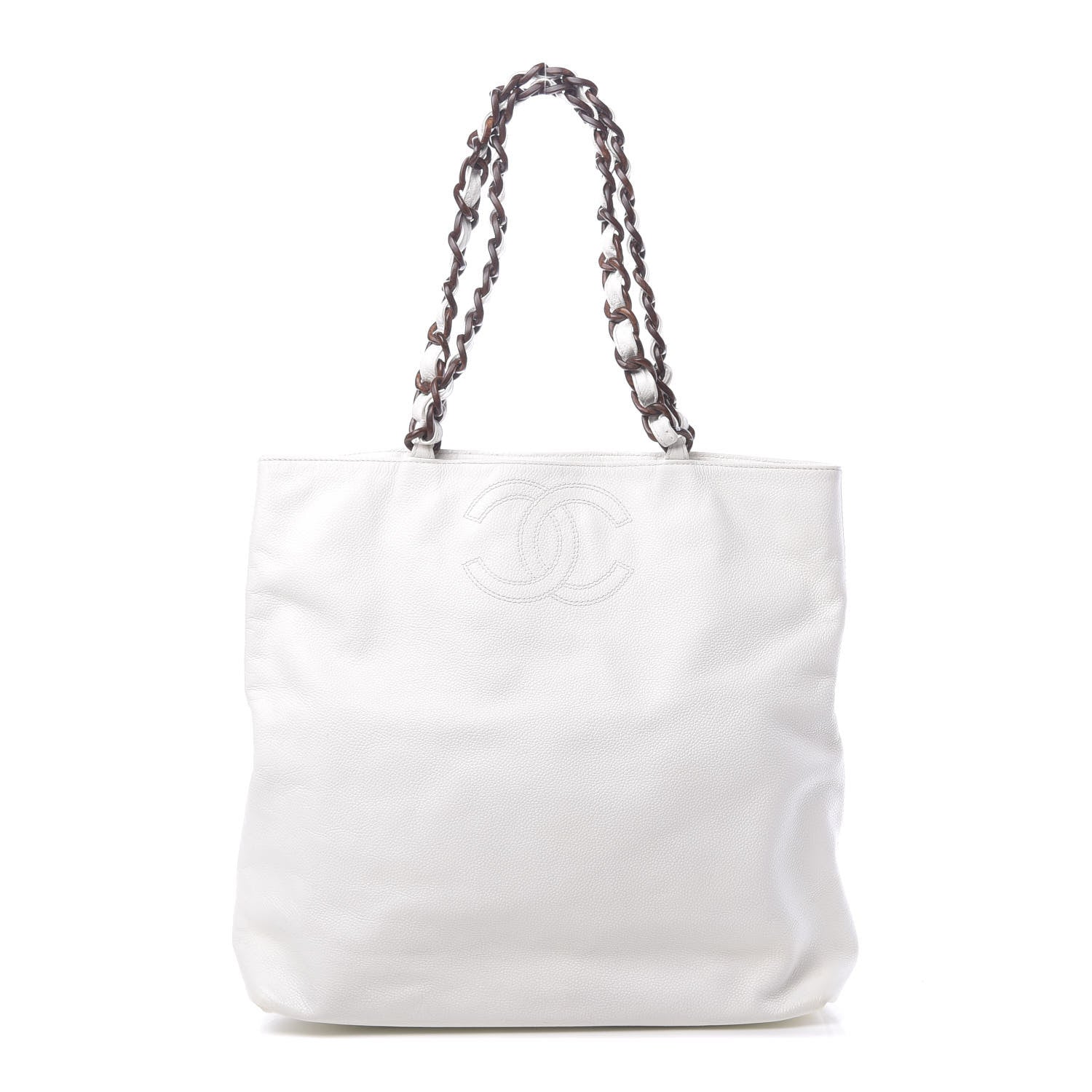 Chanel Caviar CC Tote White 1 of 10