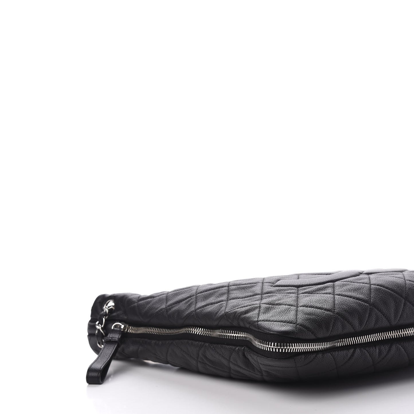 Caviar Quilted Expandable Zip Shoulder Bag Black