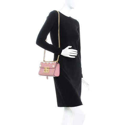 Gucci Calfskin Studded Small Padlock Shoulder Bag Carmine Rose 3 of 11