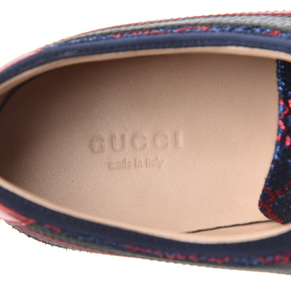 Gucci Lurex Calfskin Web GG Monogram Womens Falacer Sneakers 38 Iridescent Blue Iridescent Red Silver 8 of 9