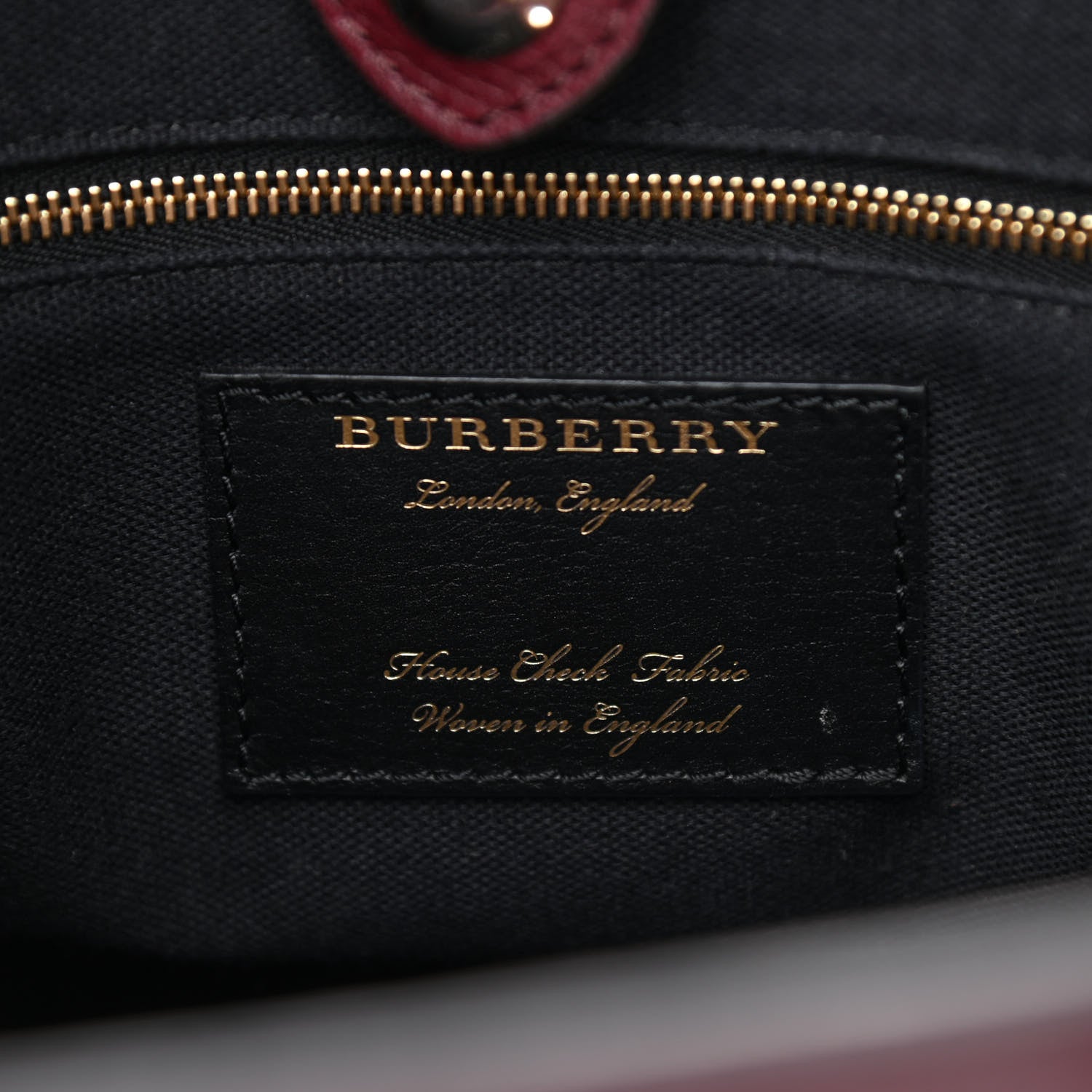 Burberry Grainy Calfskin House Check Medium Banner Tote Mahogany Red 7 of 13