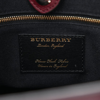 Burberry Grainy Calfskin House Check Medium Banner Tote Mahogany Red 7 of 13