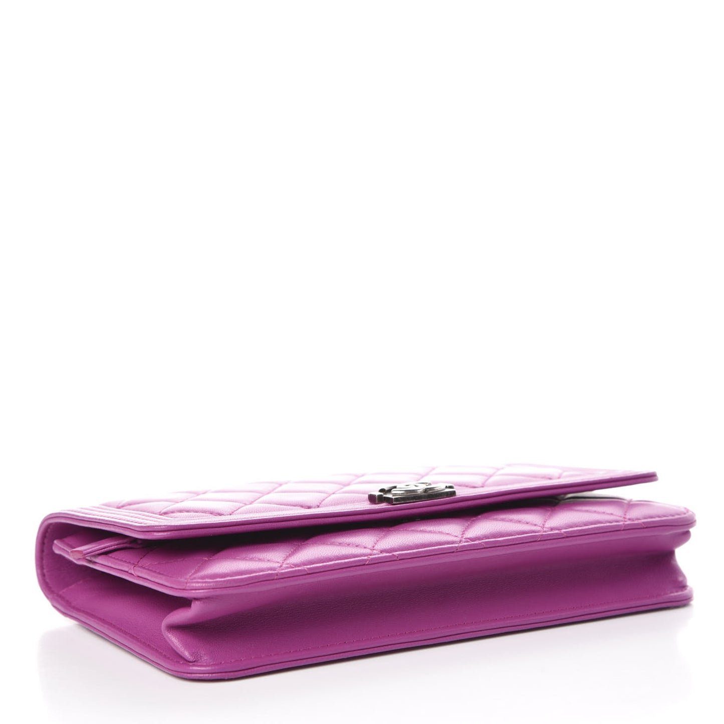 Lambskin Quilted Boy Wallet On Chain WOC Dark Pink