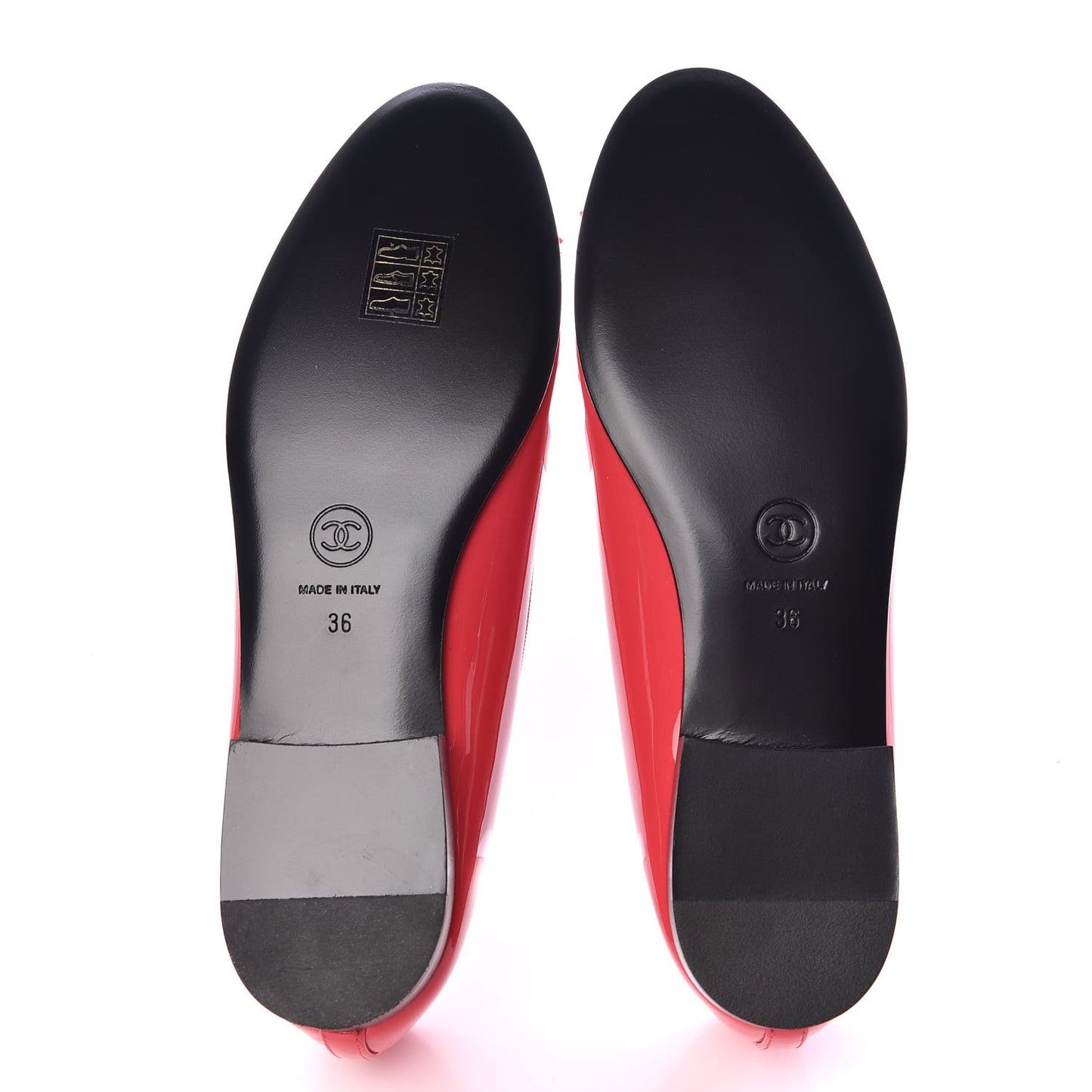 Patent Calfskin CC Cap Toe Ballerina Flats 36 Coral
