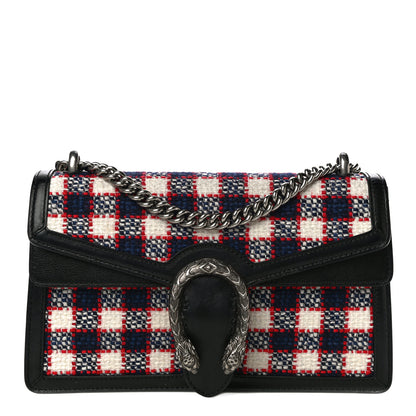 Gucci Vintage Tweed Check Small Dionysus Shoulder Bag White Hibiscus Red Marine 1 of 15