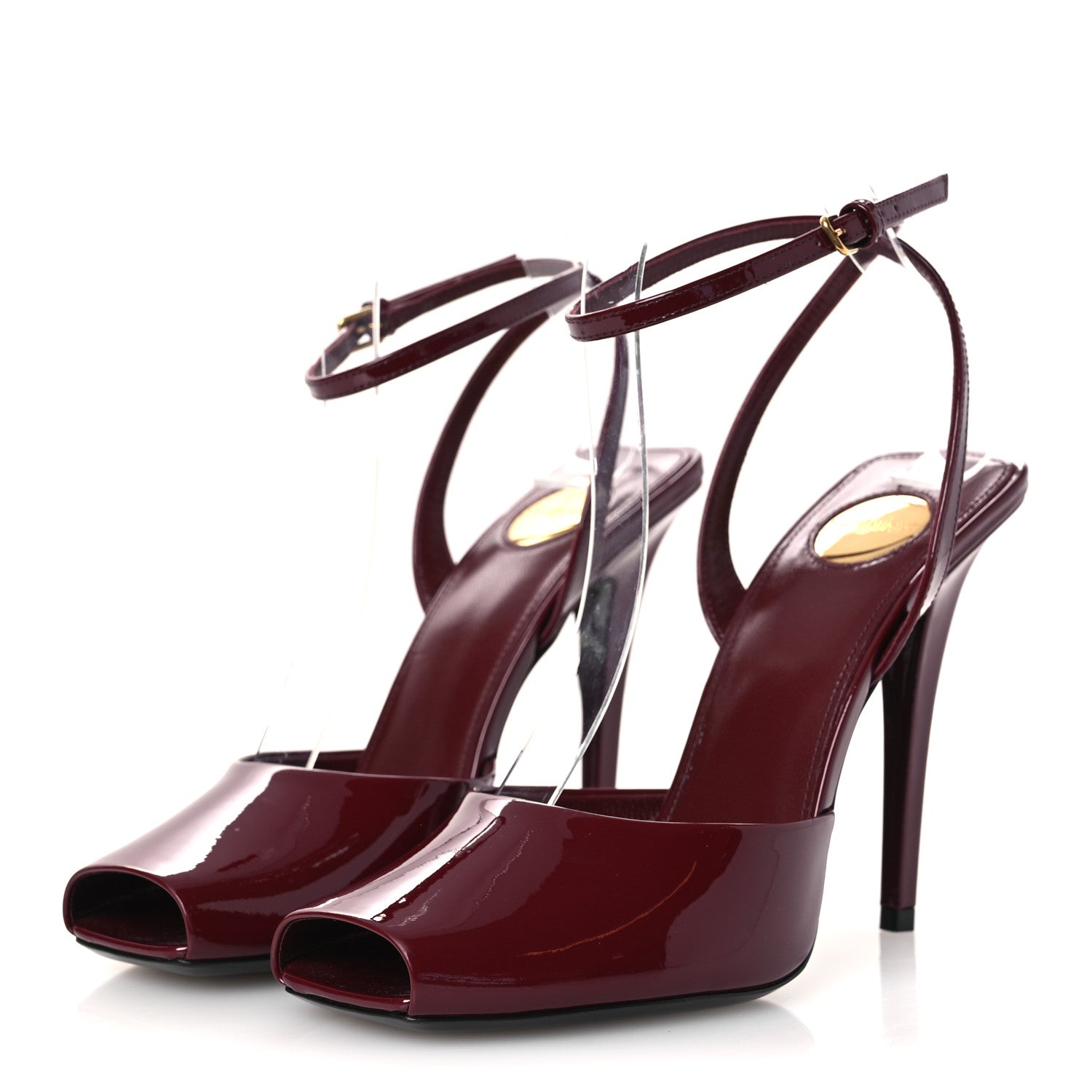 Saint Laurent Patent Calfskin La Scandale 110 Sandals 37.5 Grenat 4 of 11