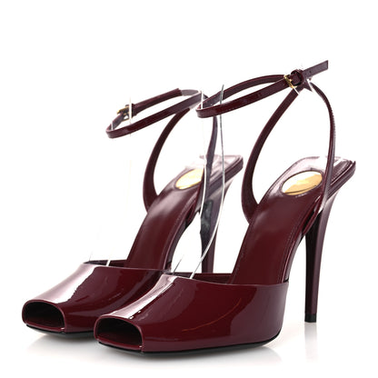 Saint Laurent Patent Calfskin La Scandale 110 Sandals 37.5 Grenat 4 of 11