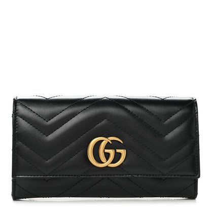 Gucci Calfskin Matelasse GG Marmont Continental Wallet Black 1 of 8