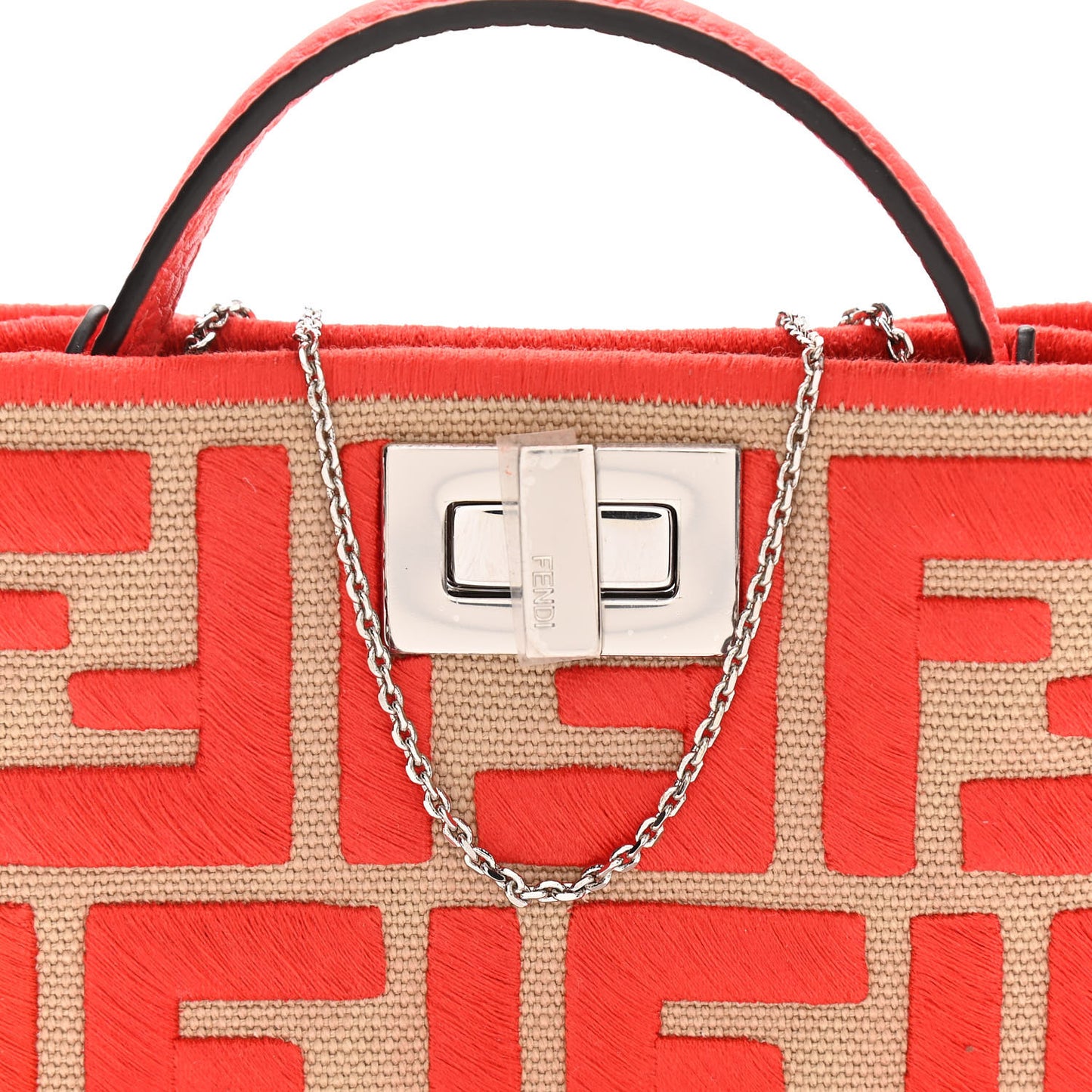 Canvas Vitello Volanato FF Embroidered Pico Peekaboo Charm Sand Tulipano