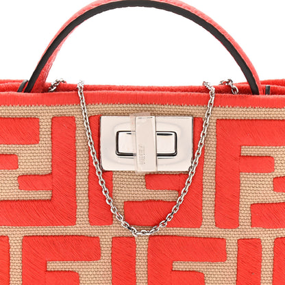 Fendi Canvas Vitello Volanato FF Embroidered Pico Peekaboo Charm Sand Tulipano 7 of 9