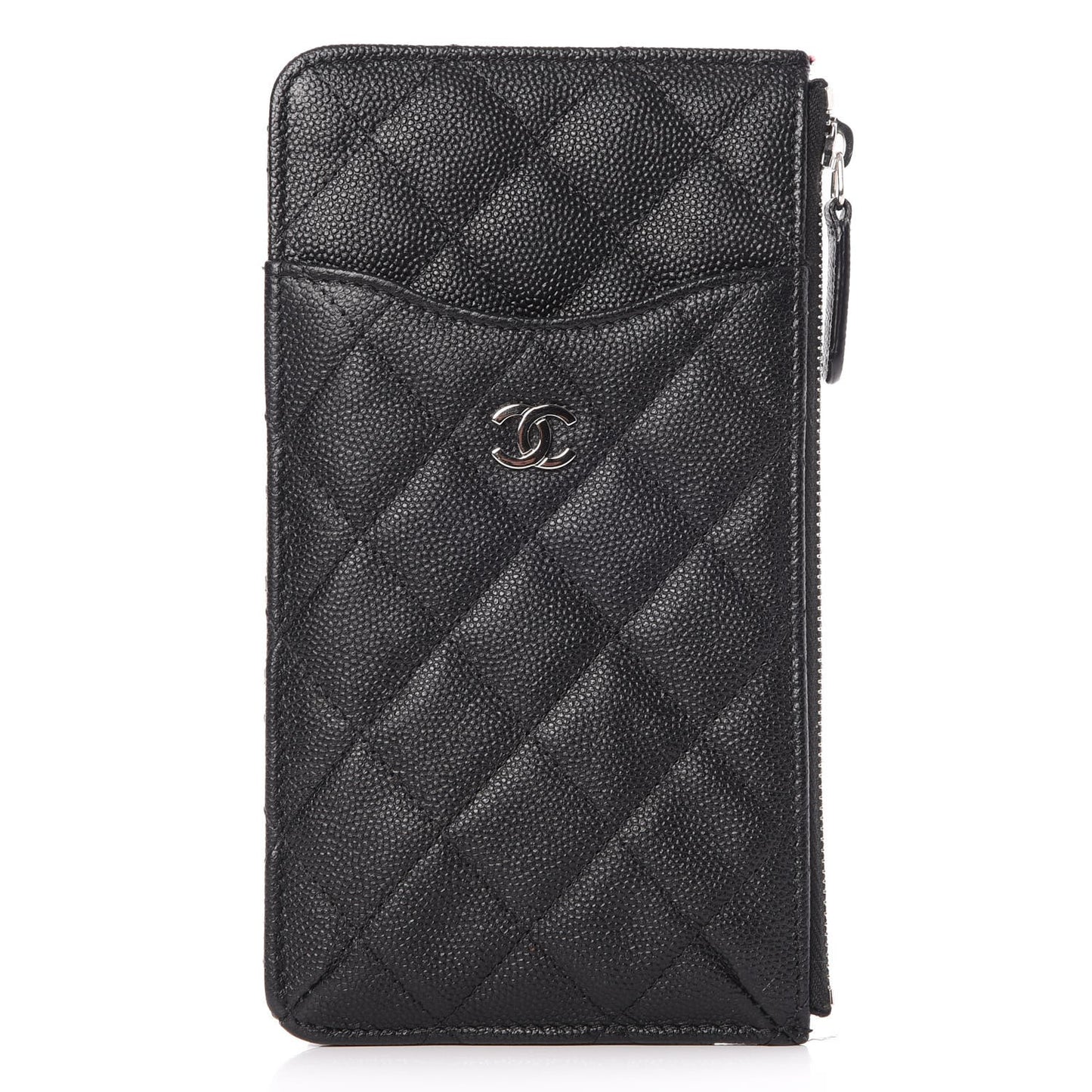 Caviar Quilted Classic Flat Wallet Pouch Black