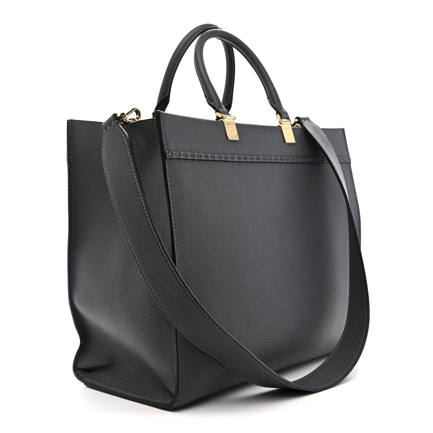 Fendi Vitello Cher Logo Debossed Medium Fendi Sunshine Shopper Tote Real Tempesta 3 of 10