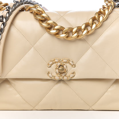 Chanel Lambskin Quilted Large 19 Flap Beige 8 of 8