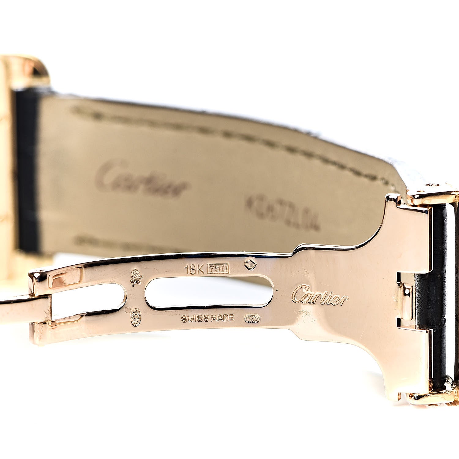 Cartier 18K Yellow Gold Alligator Diamond 26mm Tank Americaine Chronograph Quartz Watch 9 of 9