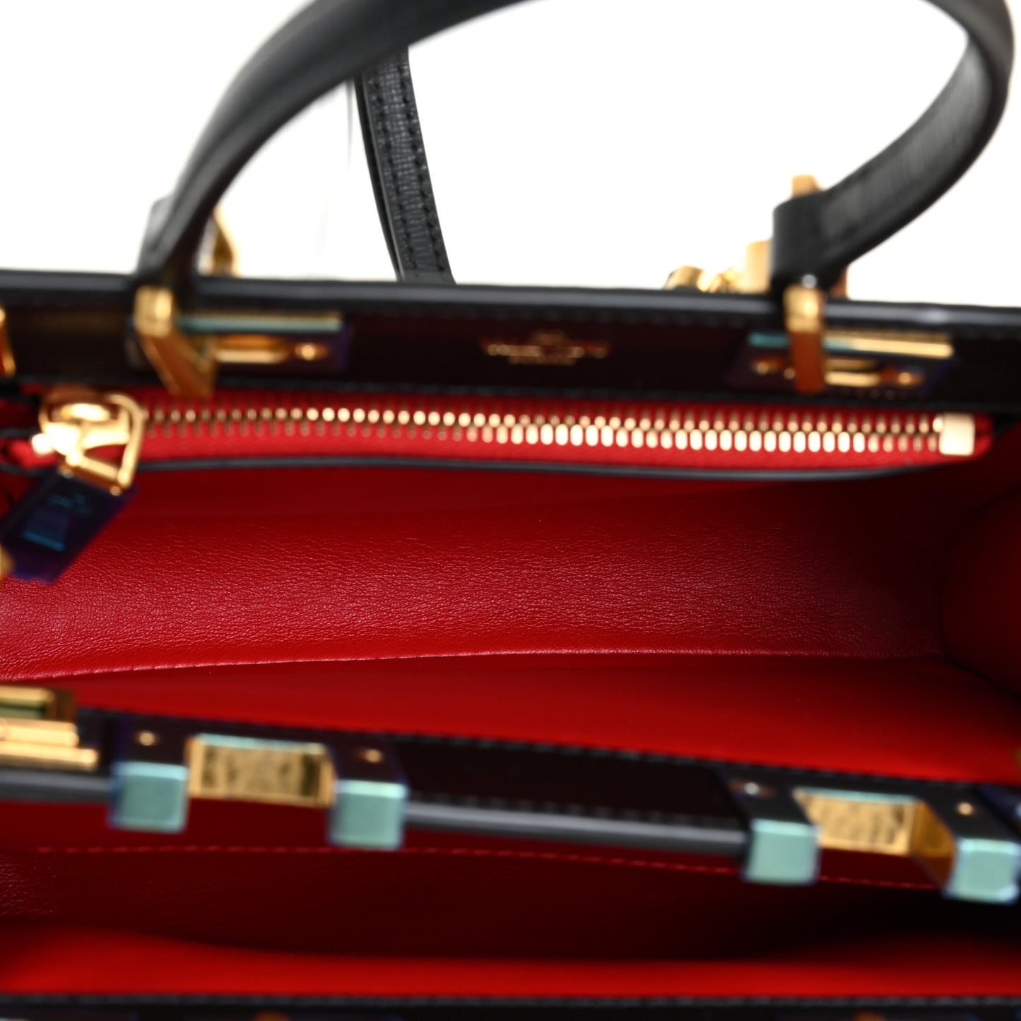 Grainy Calfskin Mini Rockstud Alcove Top-Handle Bag Black