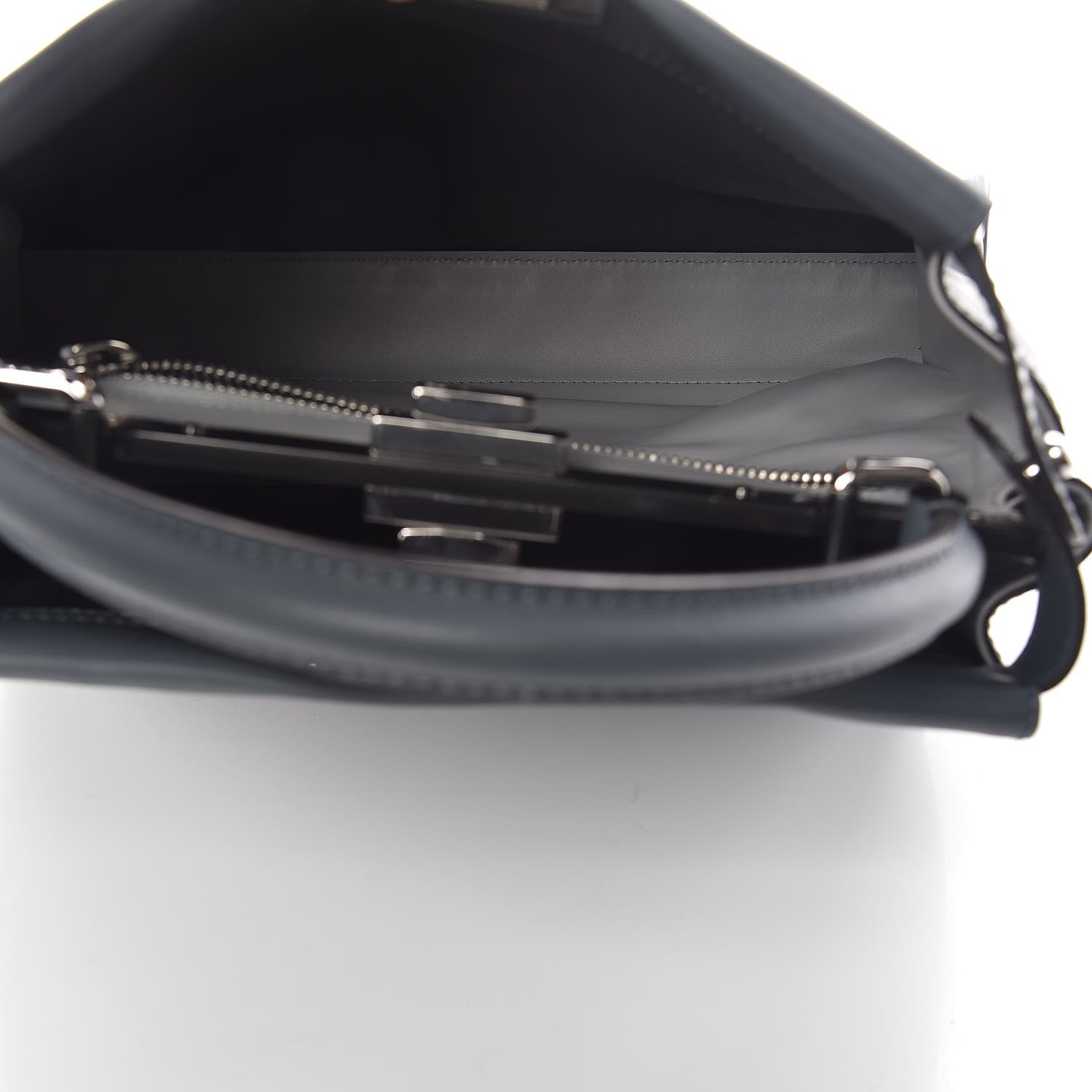 Fendi Vitello Seta Shiny Nappa Medium Peekaboo Iconic Satchel Tempesta Grigio Perla 8 of 11