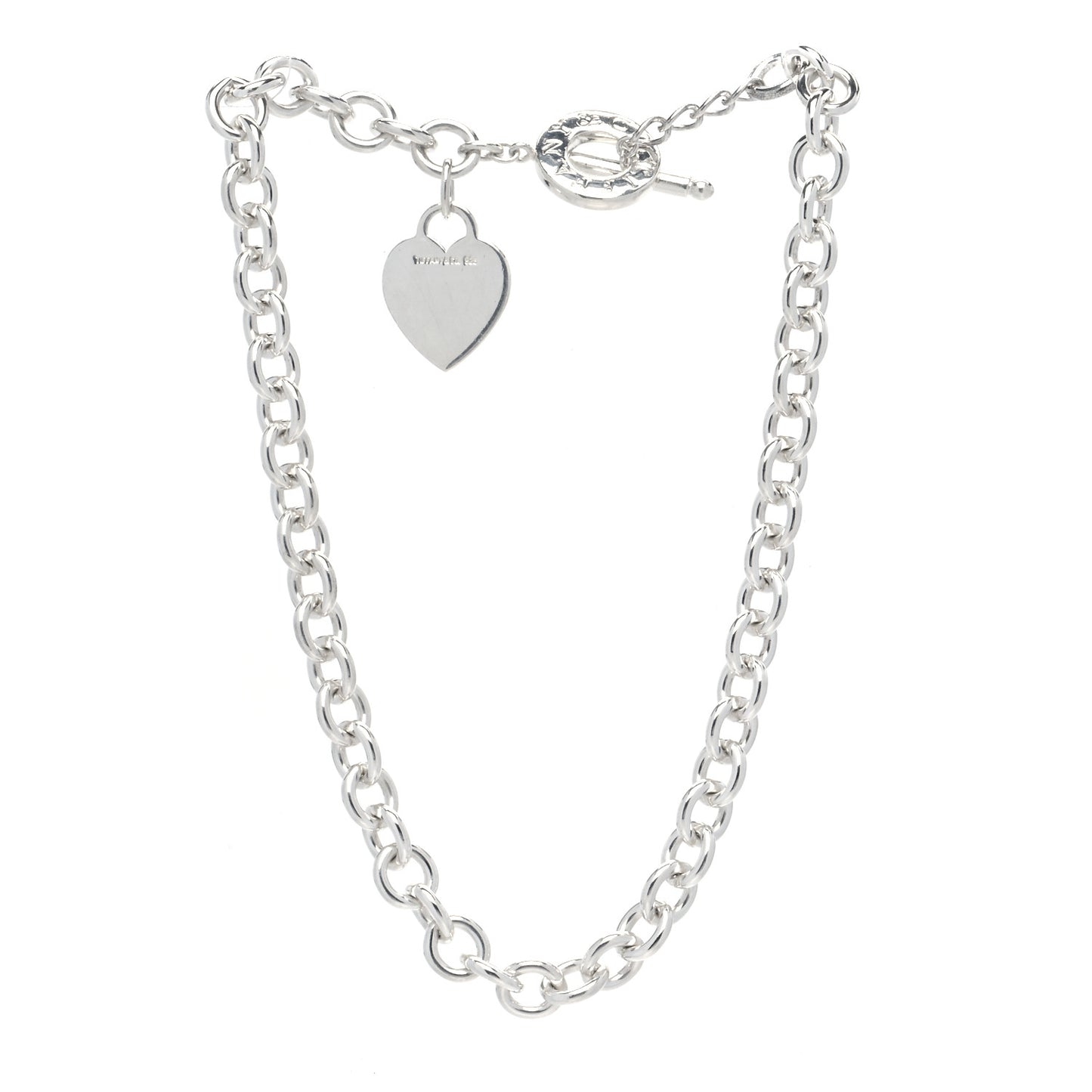 Sterling Silver Heart Tag Toggle Necklace