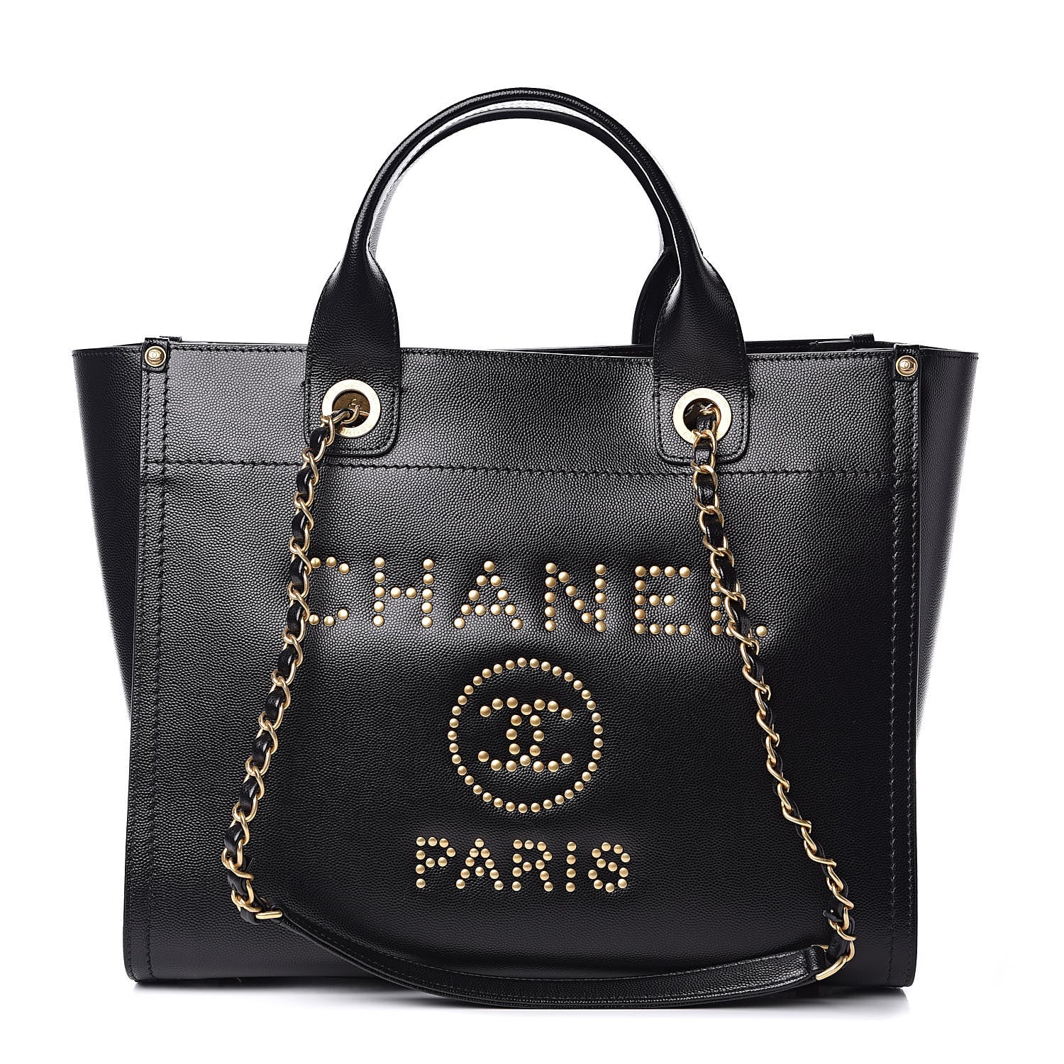 Chanel Caviar Small Studded Deauville Tote Black 1 of 9